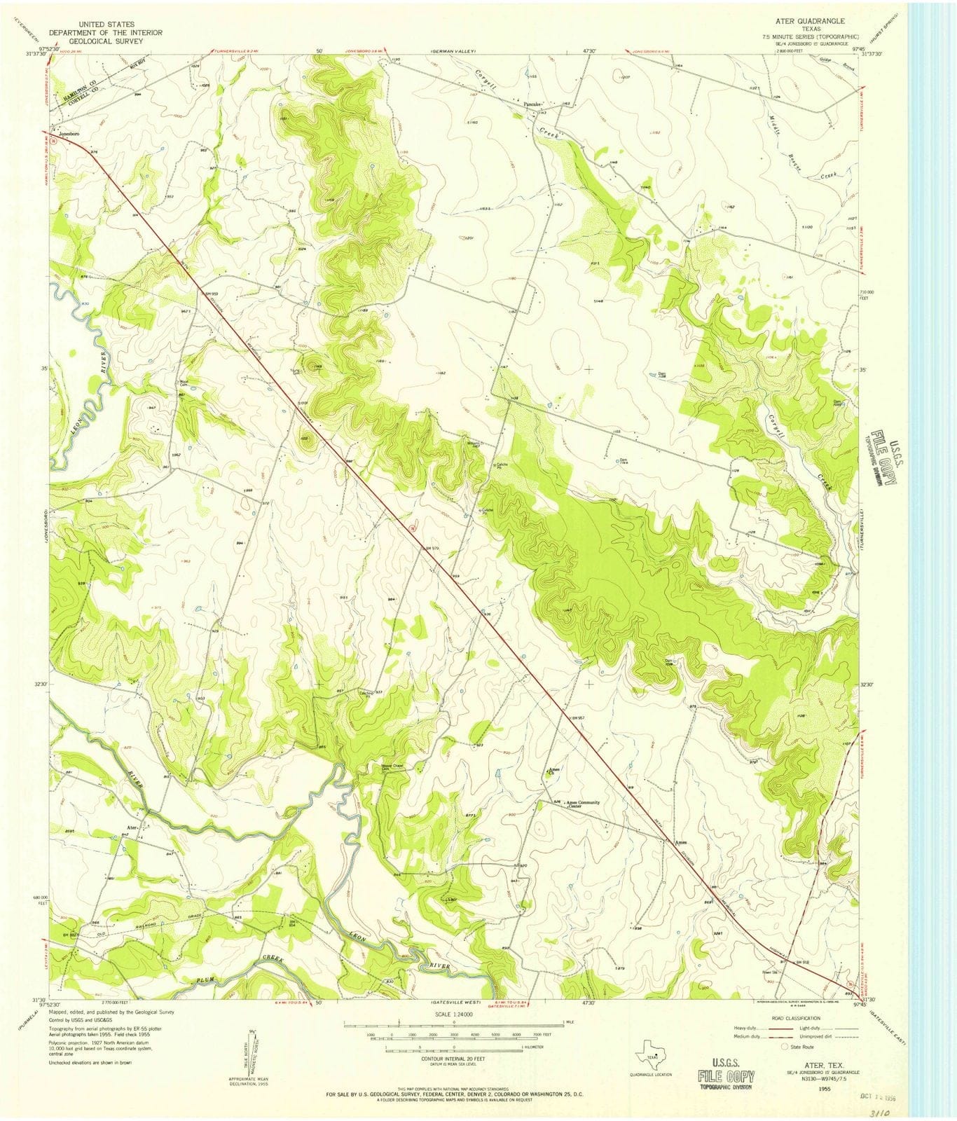 1955 Ater, TX - Texas - USGS Topographic Map