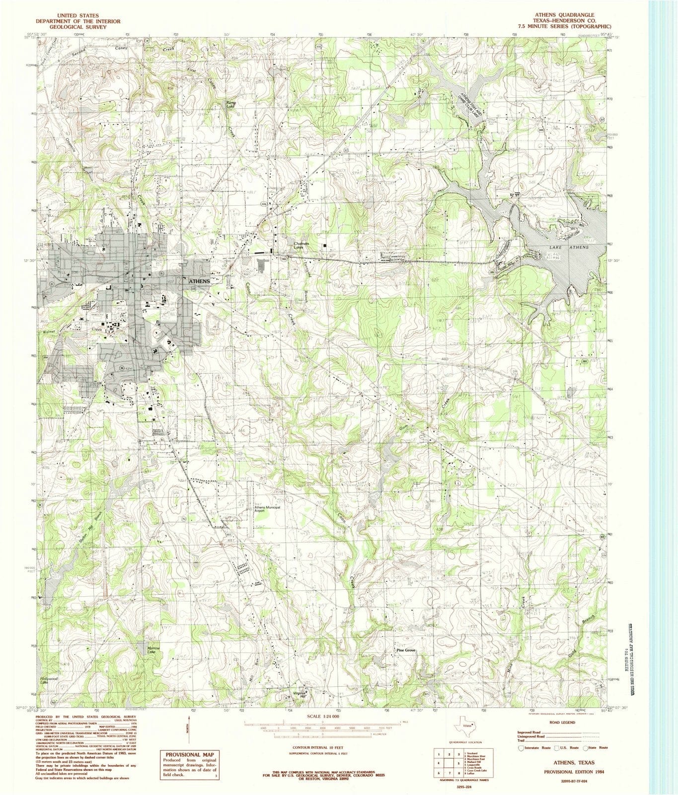 1984 Athens, TX - Texas - USGS Topographic Map