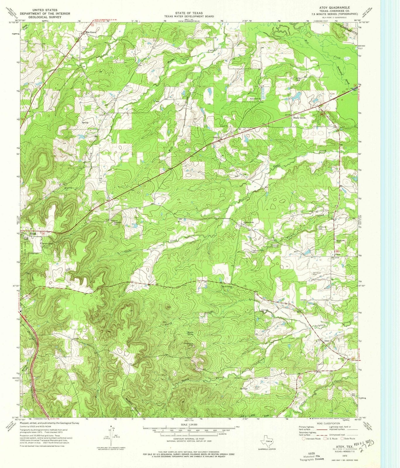 1973 Atoy, TX - Texas - USGS Topographic Map