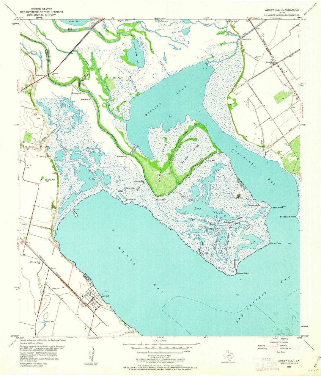 1952 Austwell, TX - Texas - USGS Topographic Map