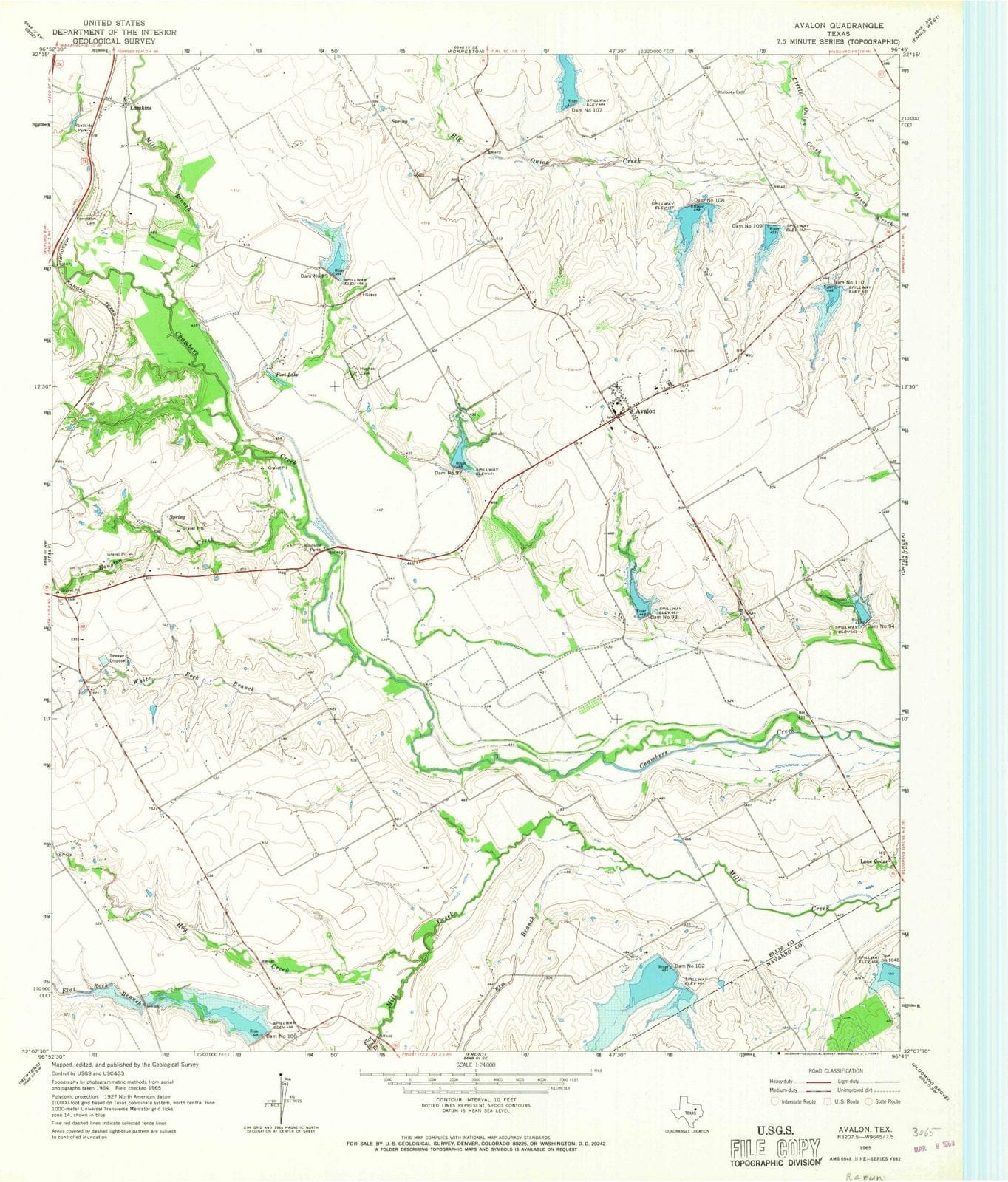 1965 Avalon, TX - Texas - USGS Topographic Map