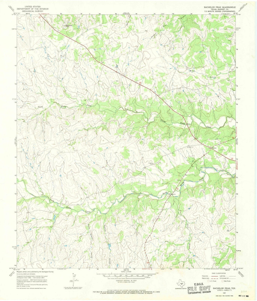 1967 Bachelor Peak, TX - Texas - USGS Topographic Map