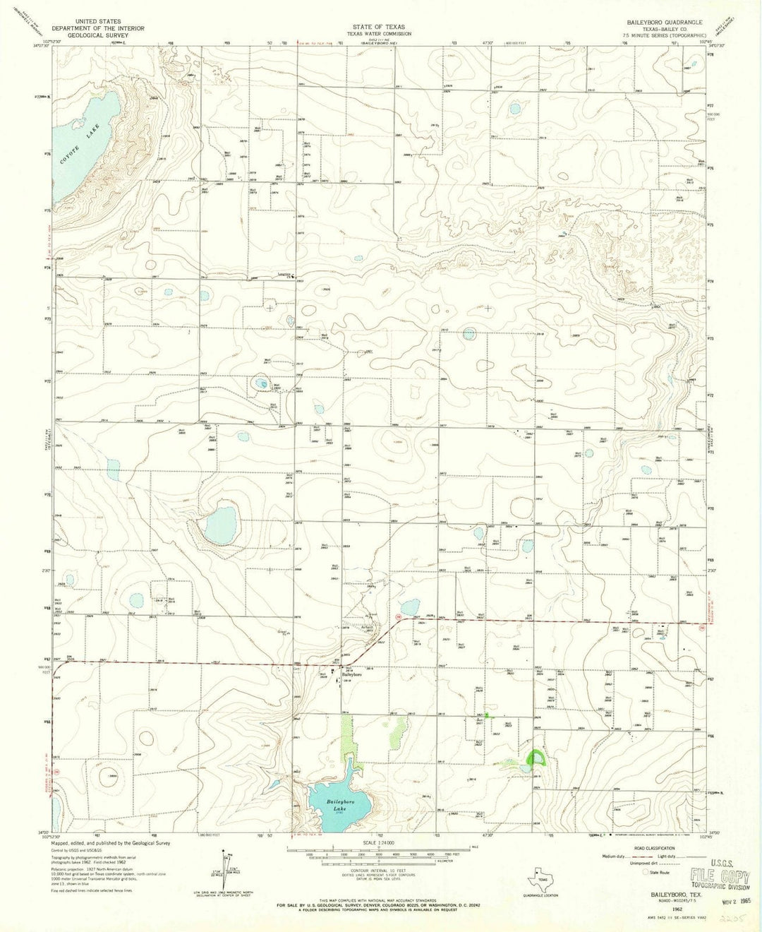 1962 Baileyboro, TX - Texas - USGS Topographic Map