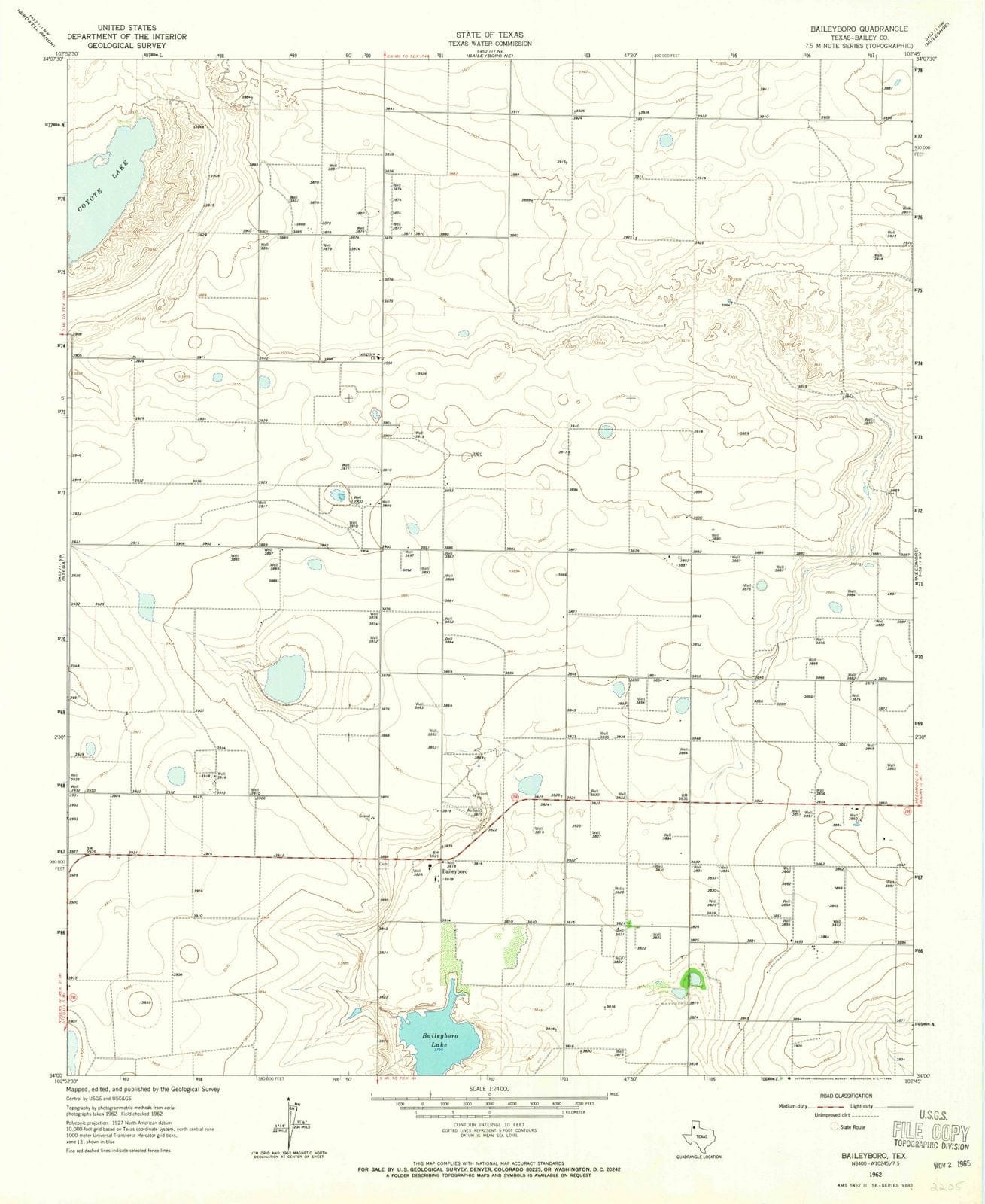 1962 Baileyboro, TX - Texas - USGS Topographic Map