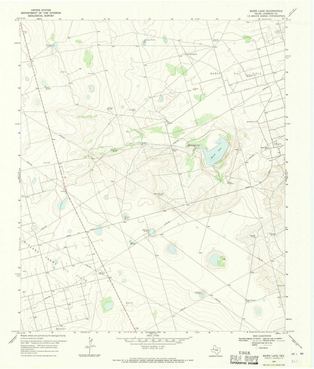 1968 Baird Lake, TX - Texas - USGS Topographic Map