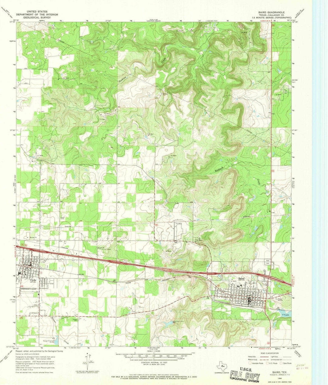 1966 Baird, TX - Texas - USGS Topographic Map