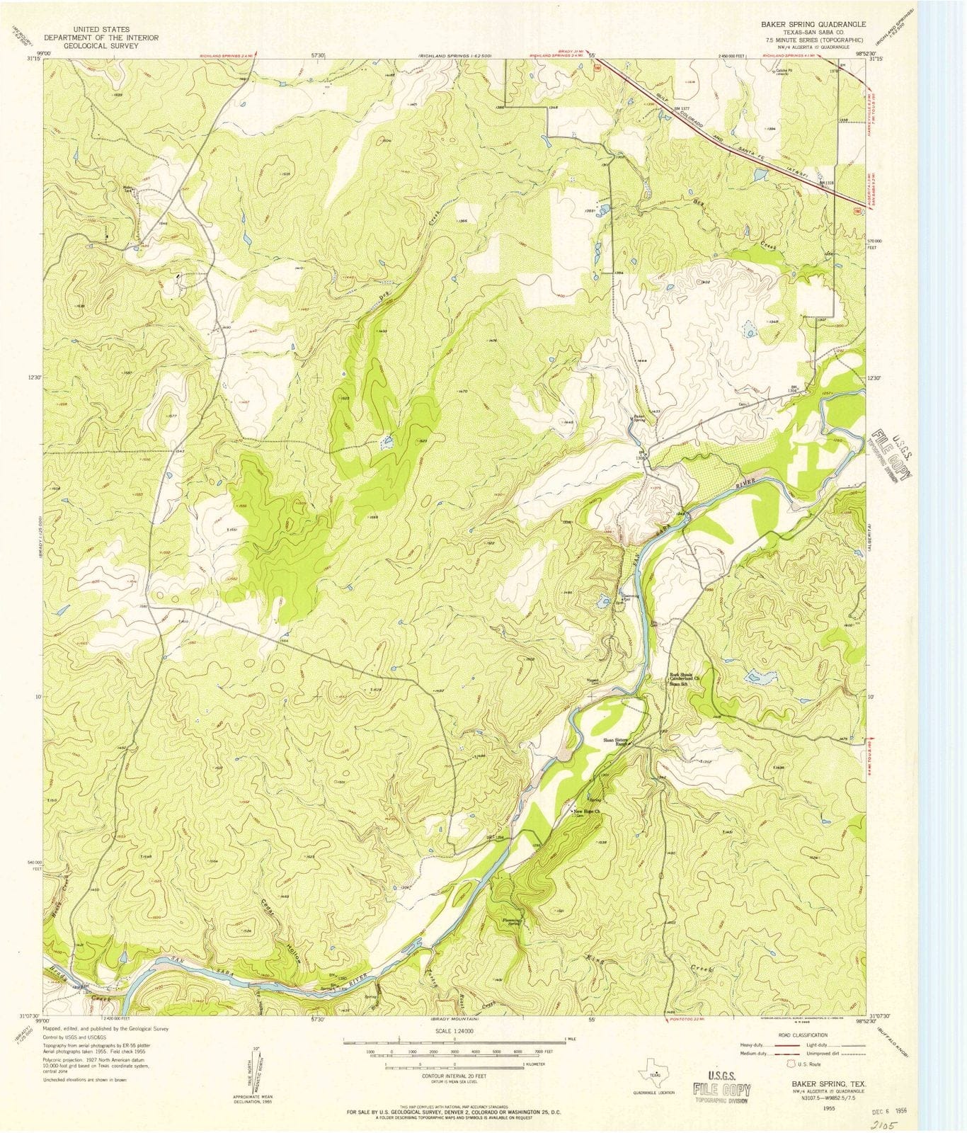 1955 Baker Spring, TX - Texas - USGS Topographic Map