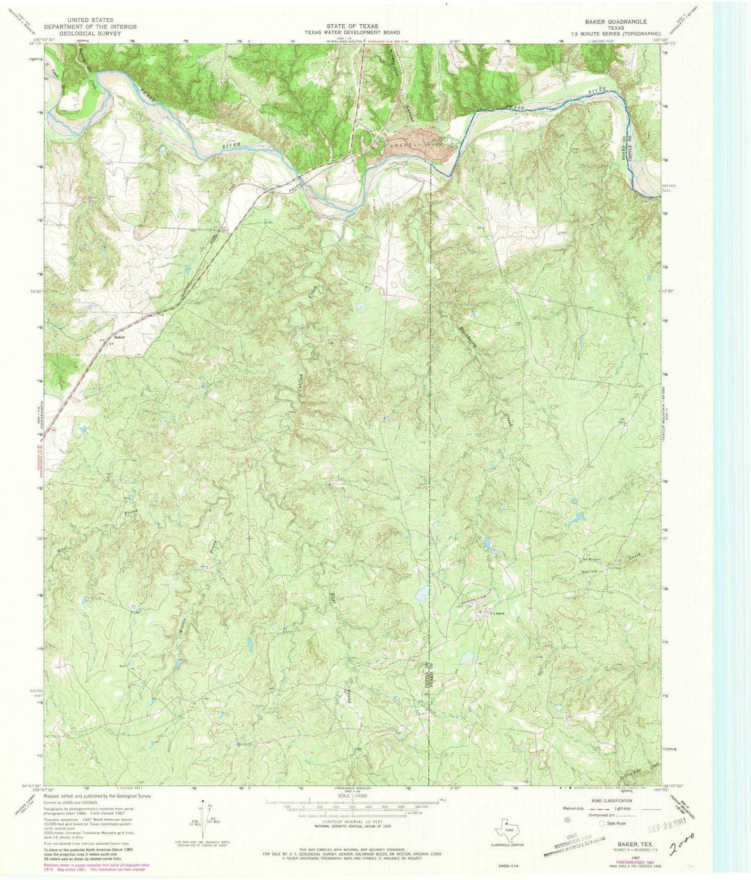 1967 Baker, TX - Texas - USGS Topographic Map