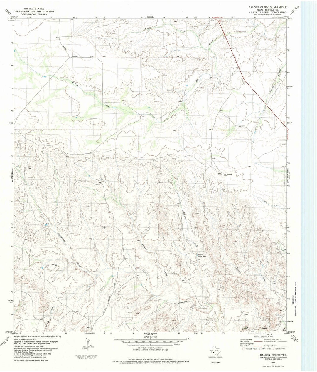 1983 Balcon Creek, TX - Texas - USGS Topographic Map