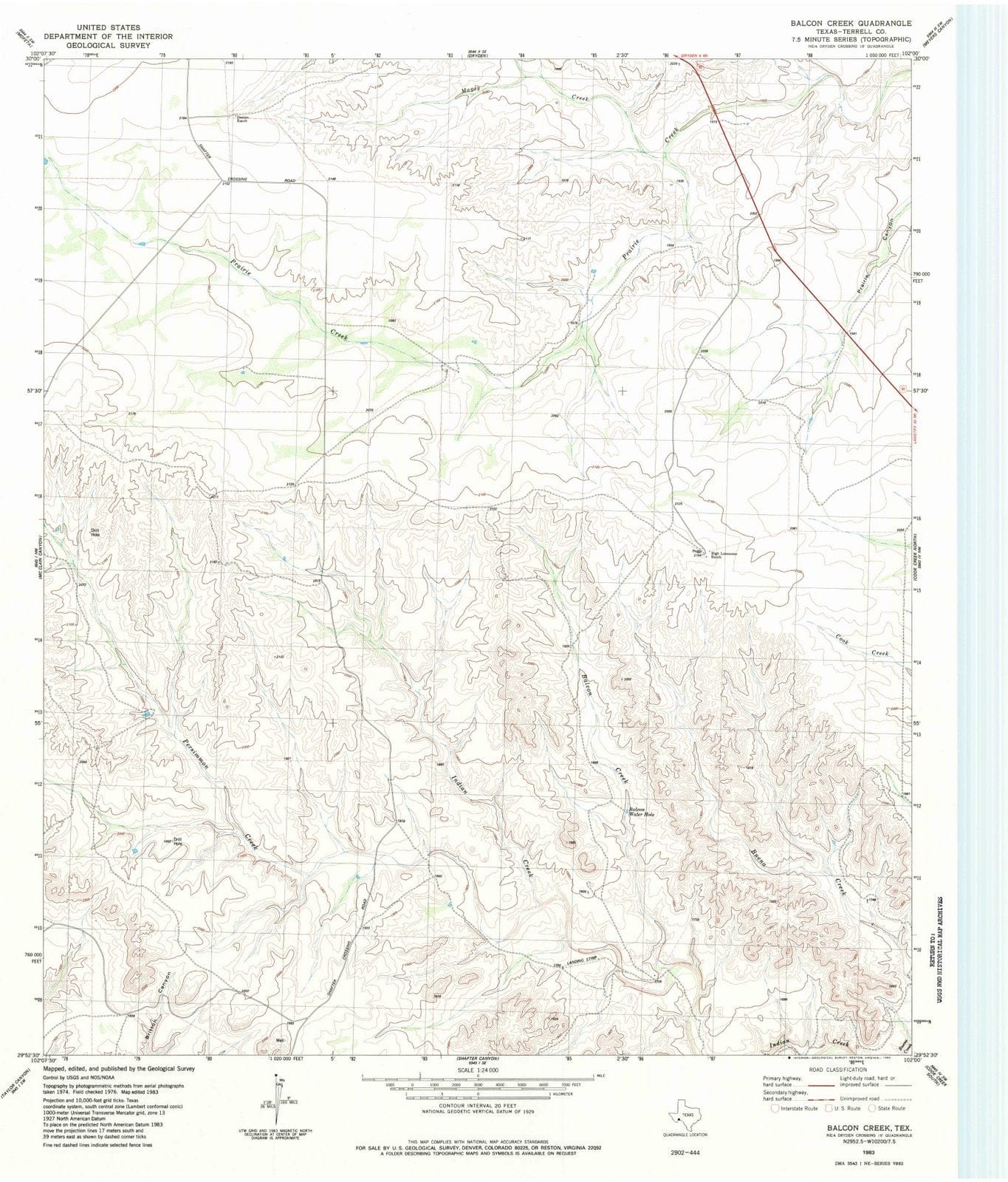 1983 Balcon Creek, TX - Texas - USGS Topographic Map