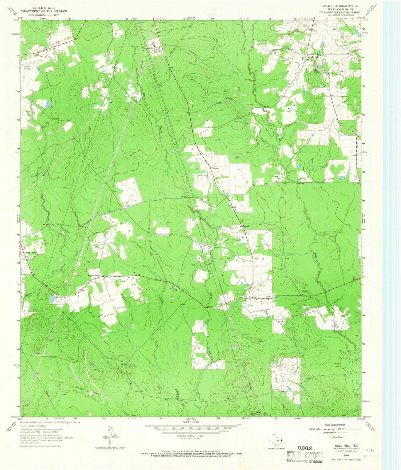1963 Bald Hill, TX - Texas - USGS Topographic Map