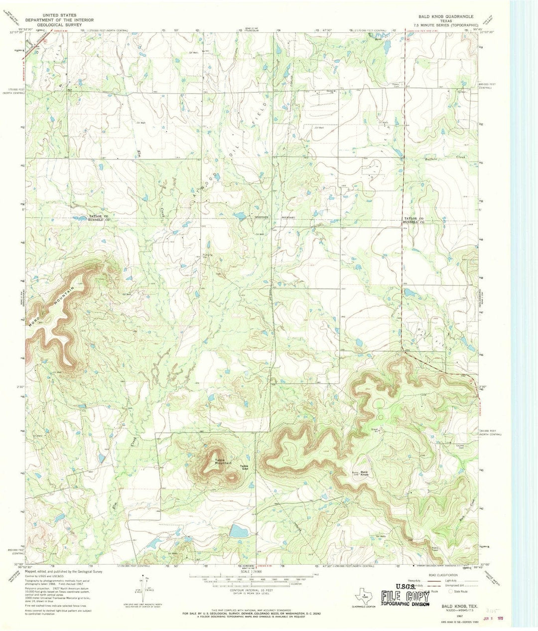 1967 Bald Knob, TX - Texas - USGS Topographic Map