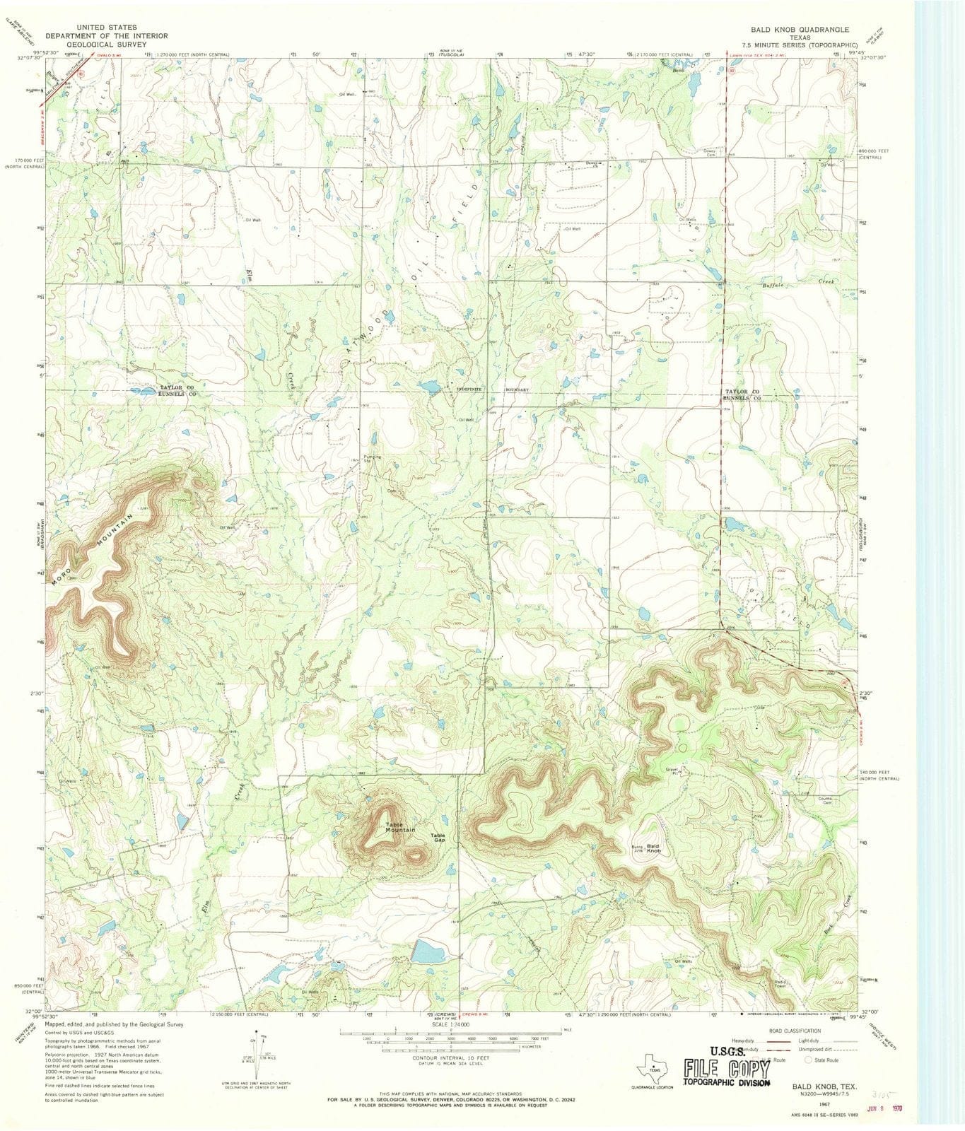 1967 Bald Knob, TX - Texas - USGS Topographic Map