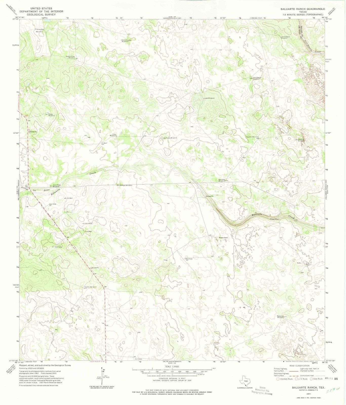 1972 Baluarte Ranch, TX - Texas - USGS Topographic Map