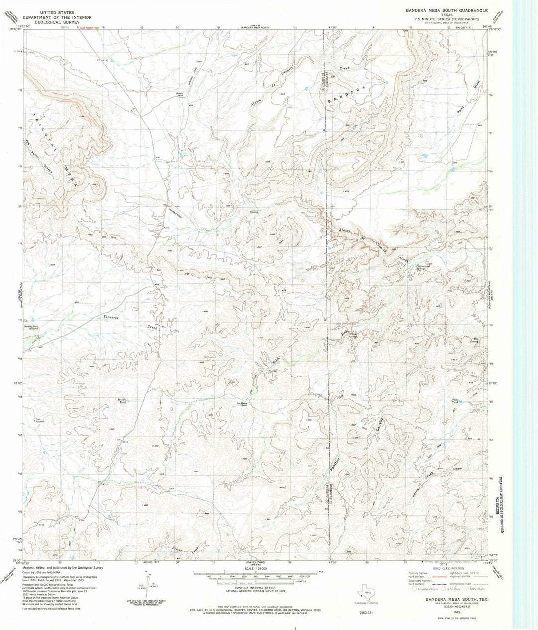 1983 Bandera Mesa South, TX - Texas - USGS Topographic Map