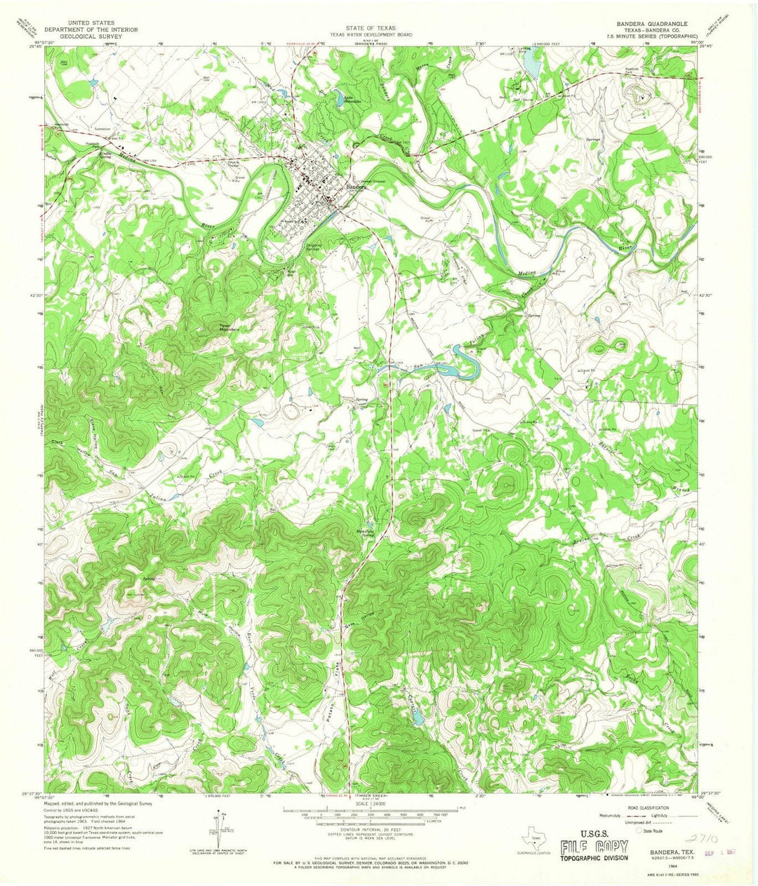 1964 Bandera, TX - Texas - USGS Topographic Map