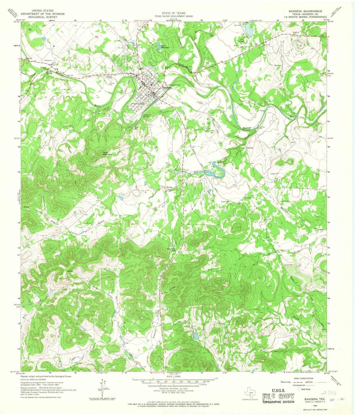 1964 Bandera, TX - Texas - USGS Topographic Map