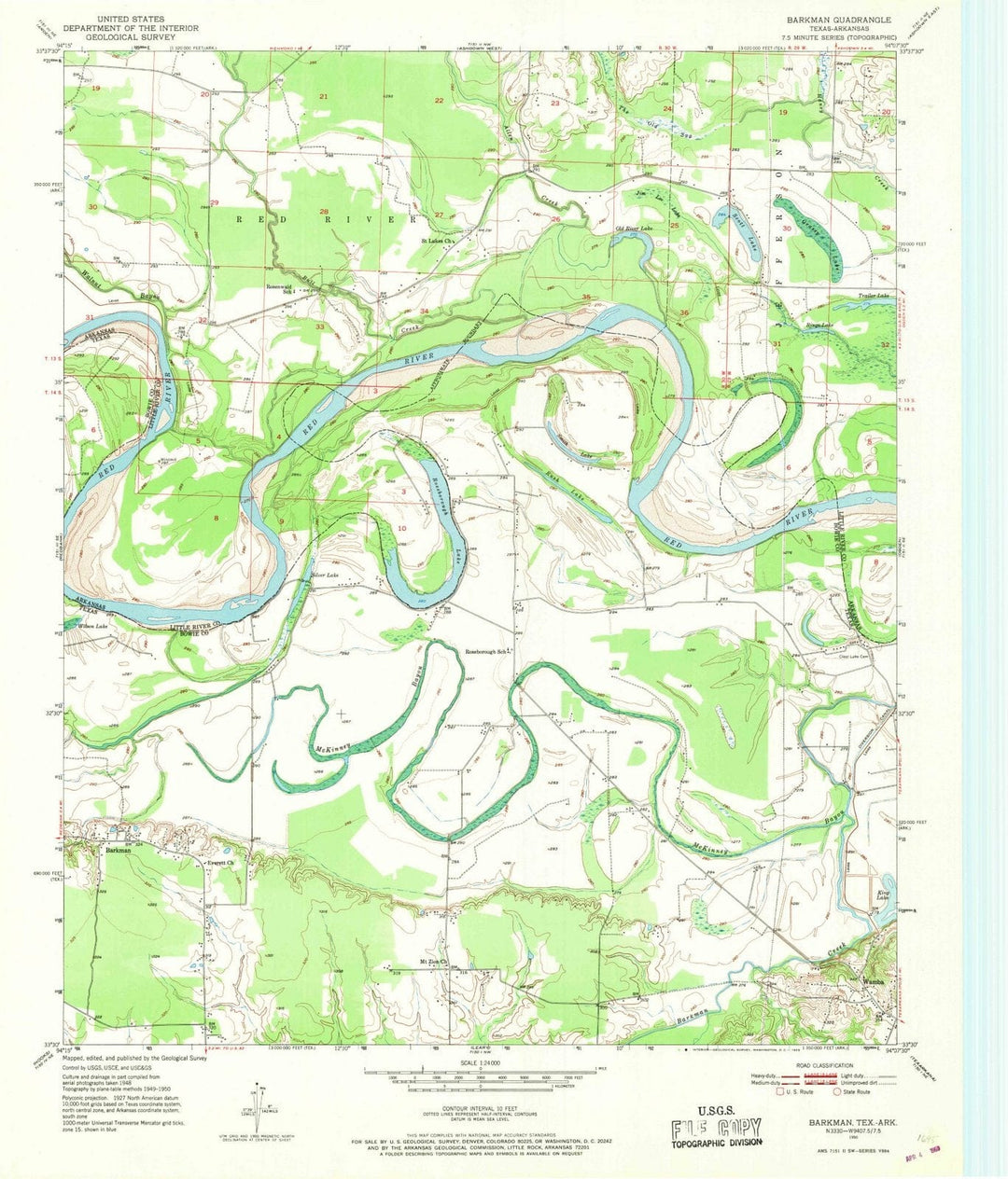 1950 Barkman, TX - Texas - USGS Topographic Map