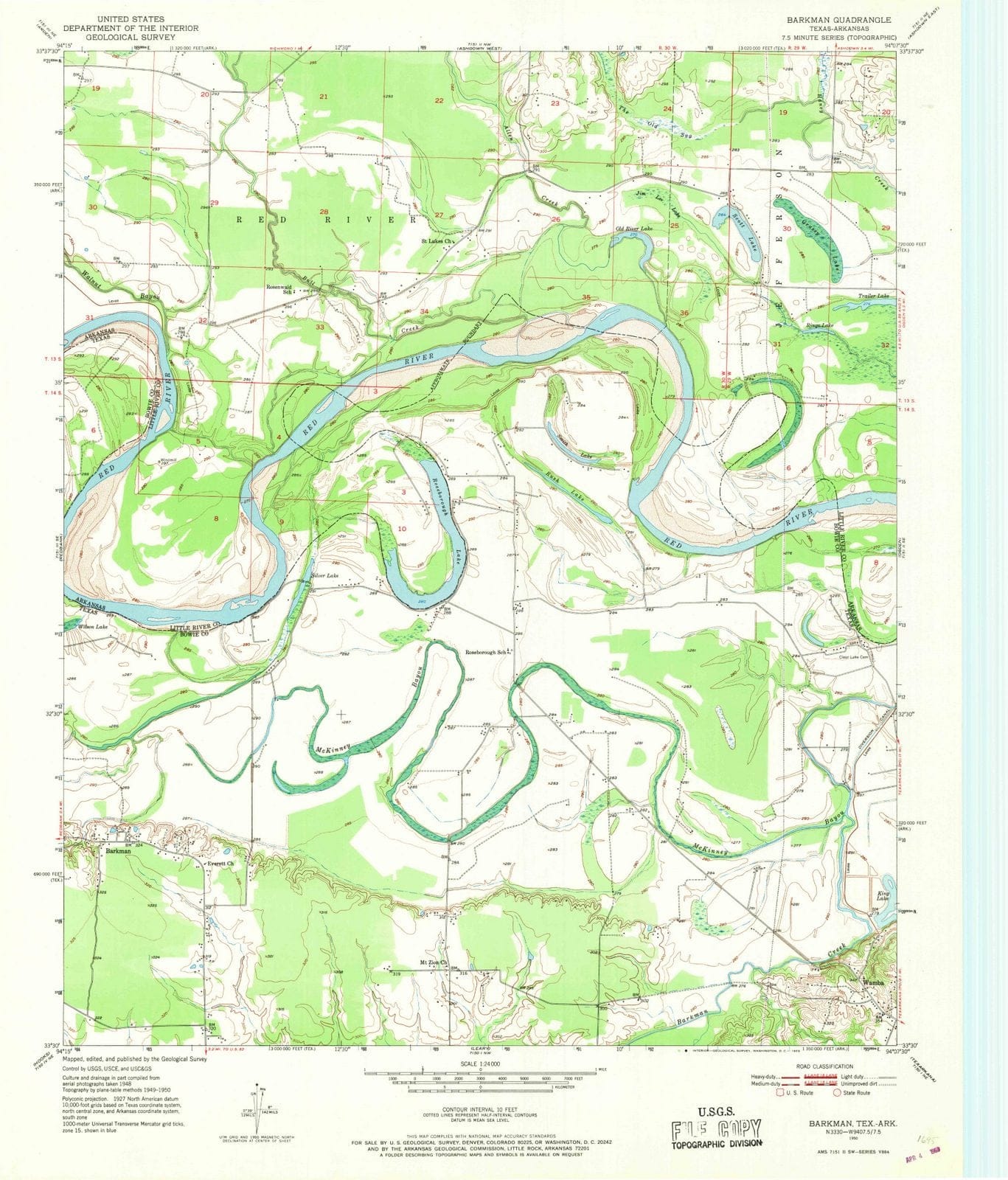 1950 Barkman, TX - Texas - USGS Topographic Map
