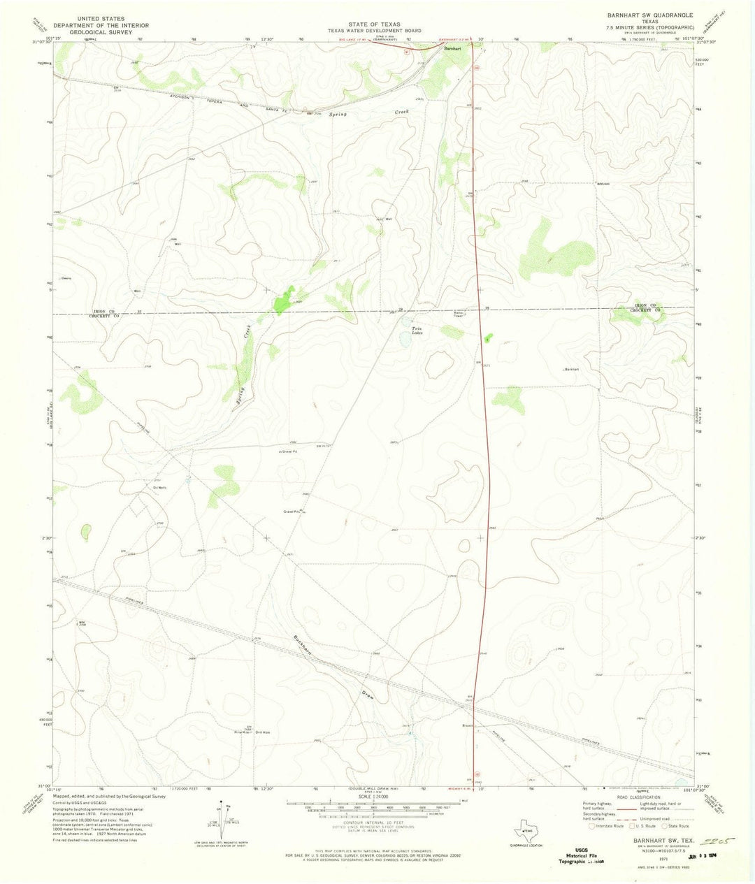 1971 Barnhart, TX - Texas - USGS Topographic Map v2