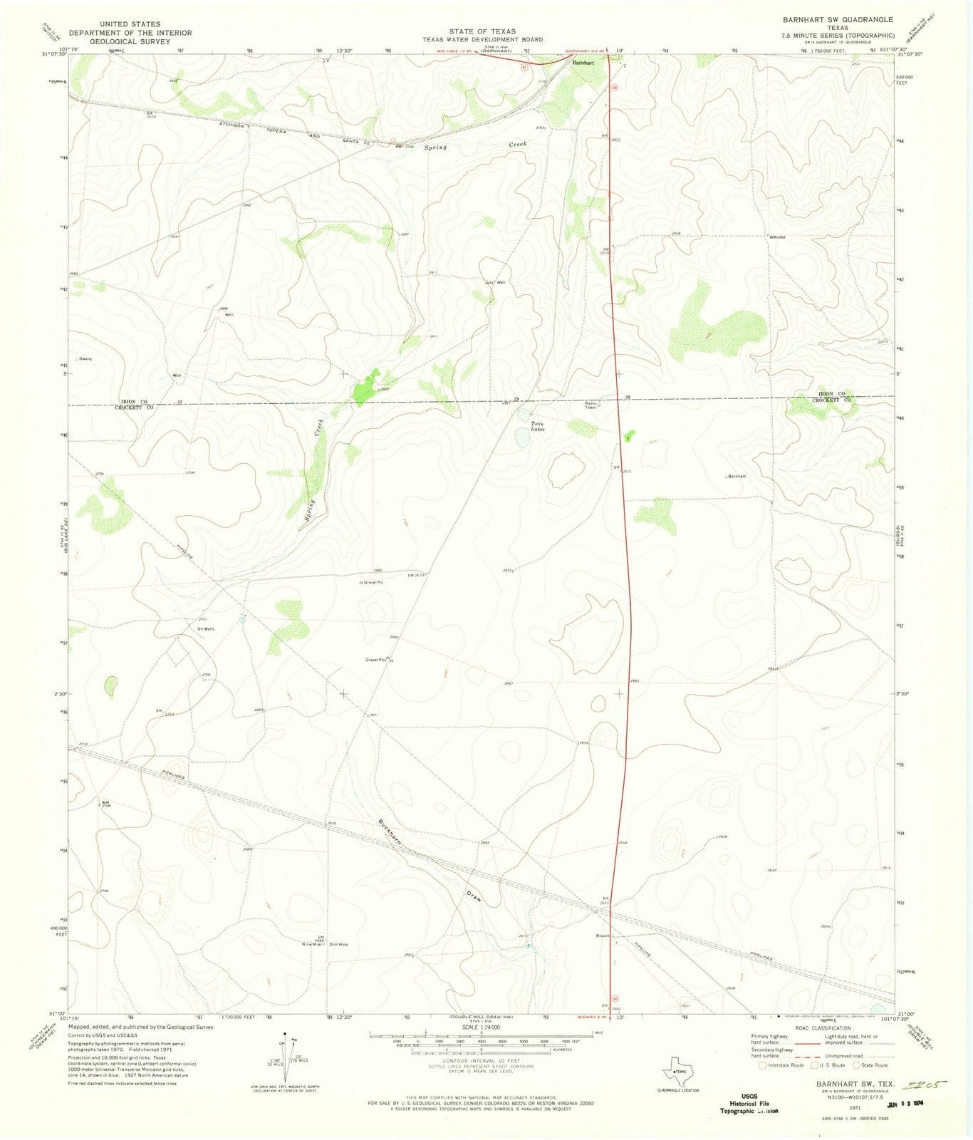 1971 Barnhart, TX - Texas - USGS Topographic Map v2