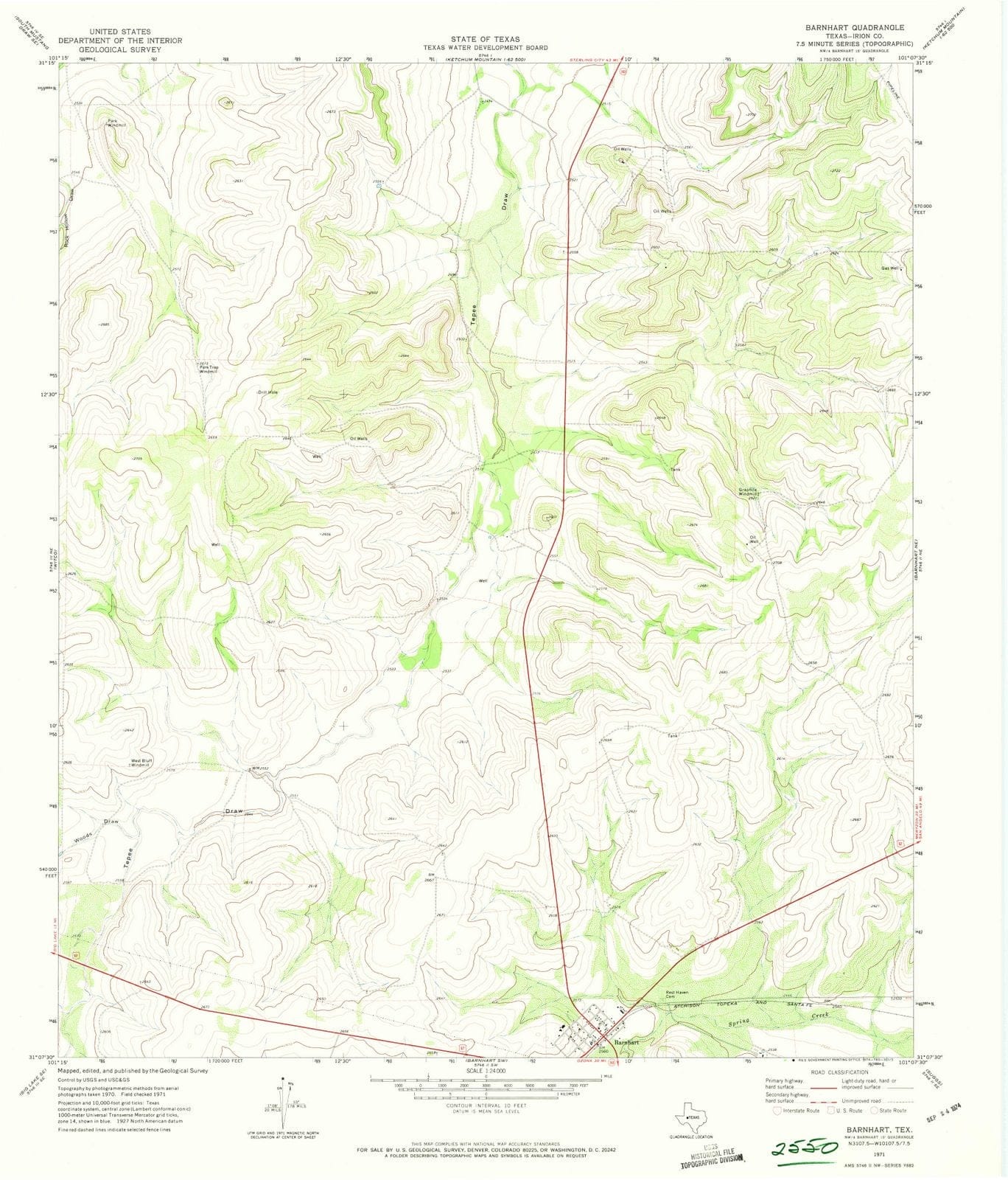 1971 Barnhart, TX - Texas - USGS Topographic Map v3