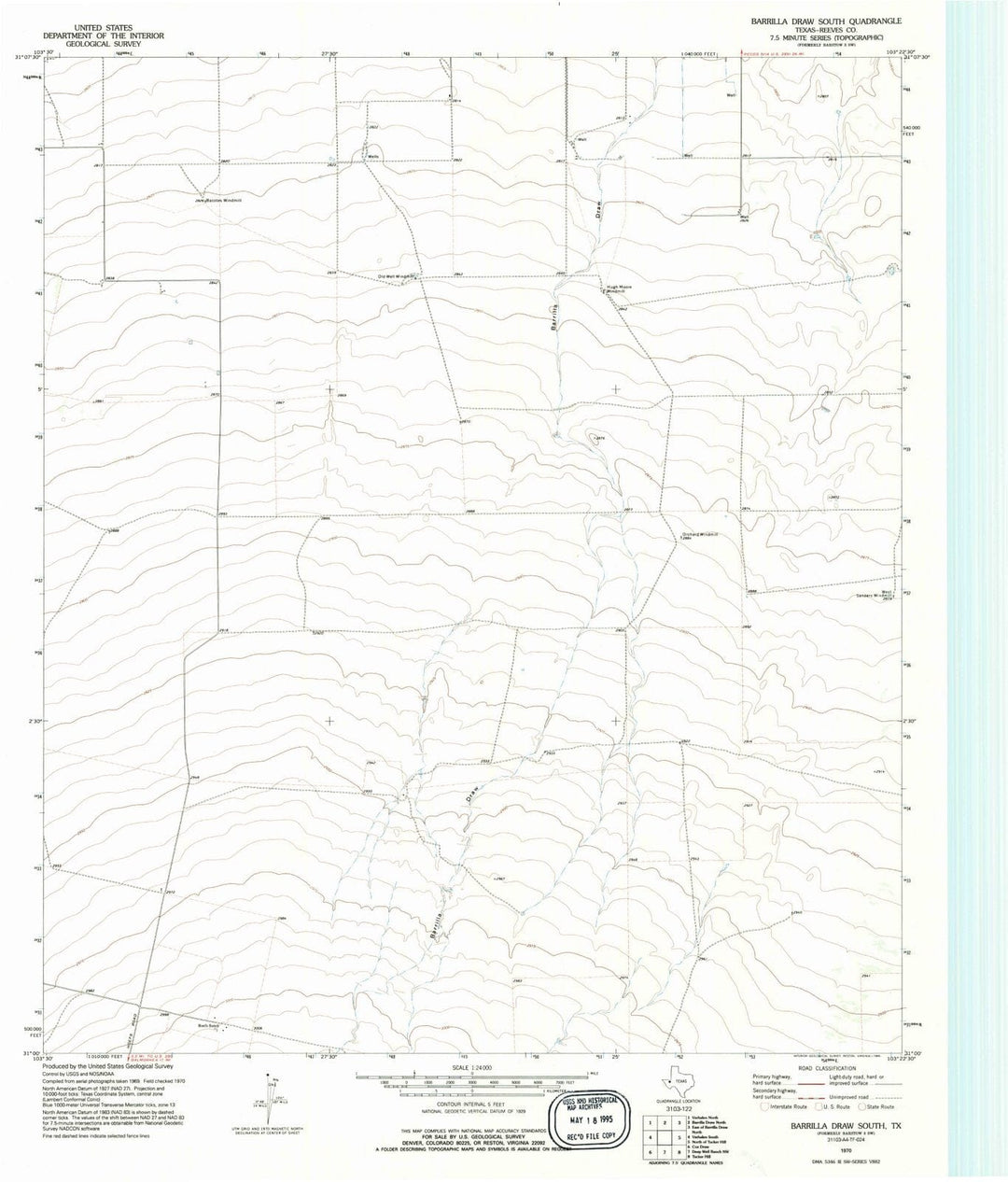 1970 Barrillaraw South, TX - Texas - USGS Topographic Map