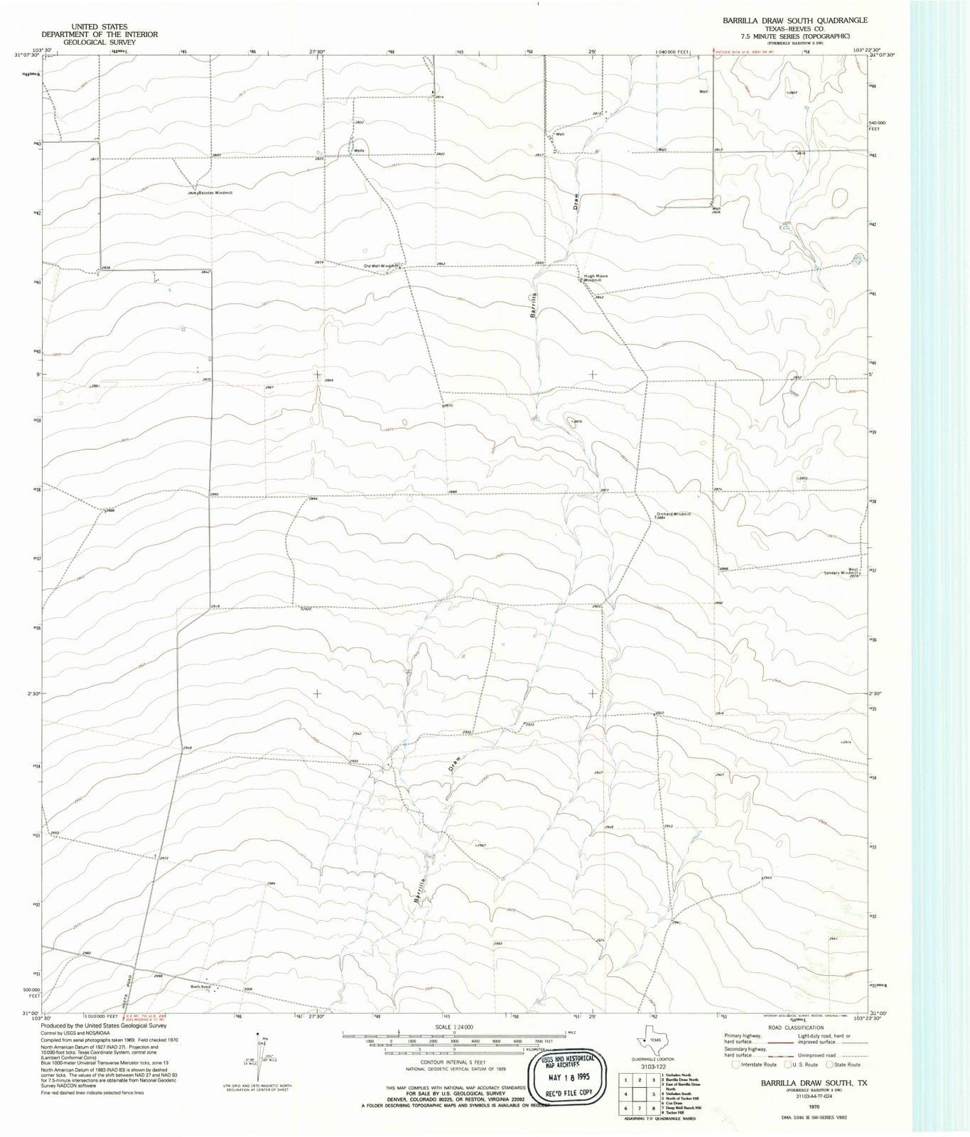 1970 Barrillaraw South, TX - Texas - USGS Topographic Map