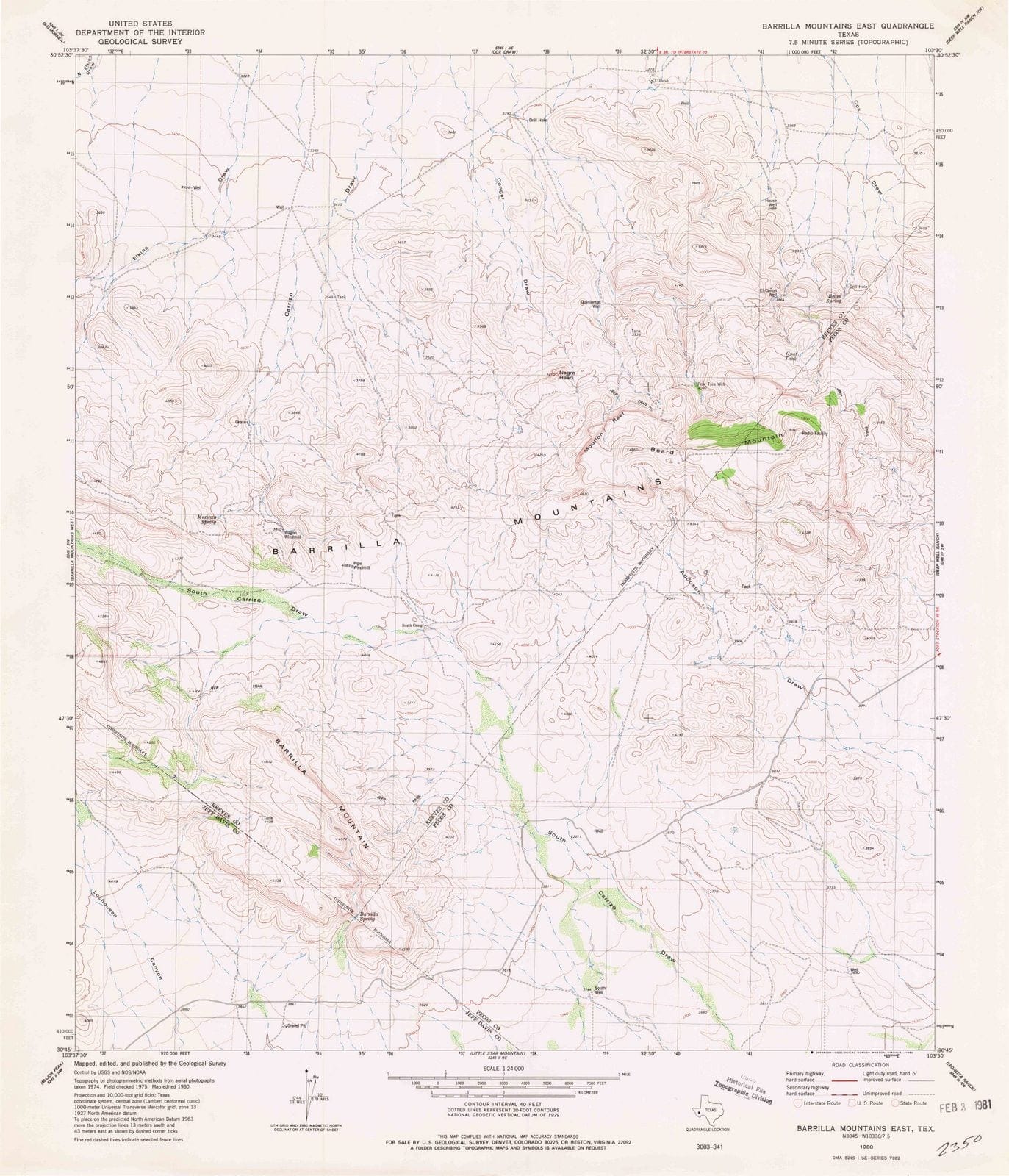 1980 Barrilla Mountains East, TX - Texas - USGS Topographic Map