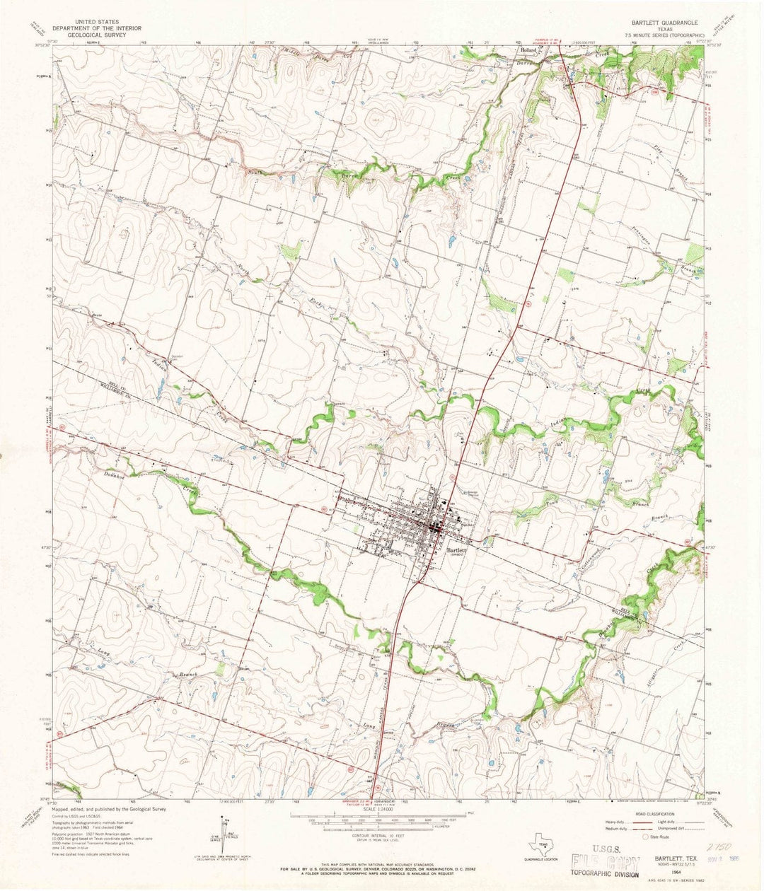 1964 Bartlett, TX - Texas - USGS Topographic Map