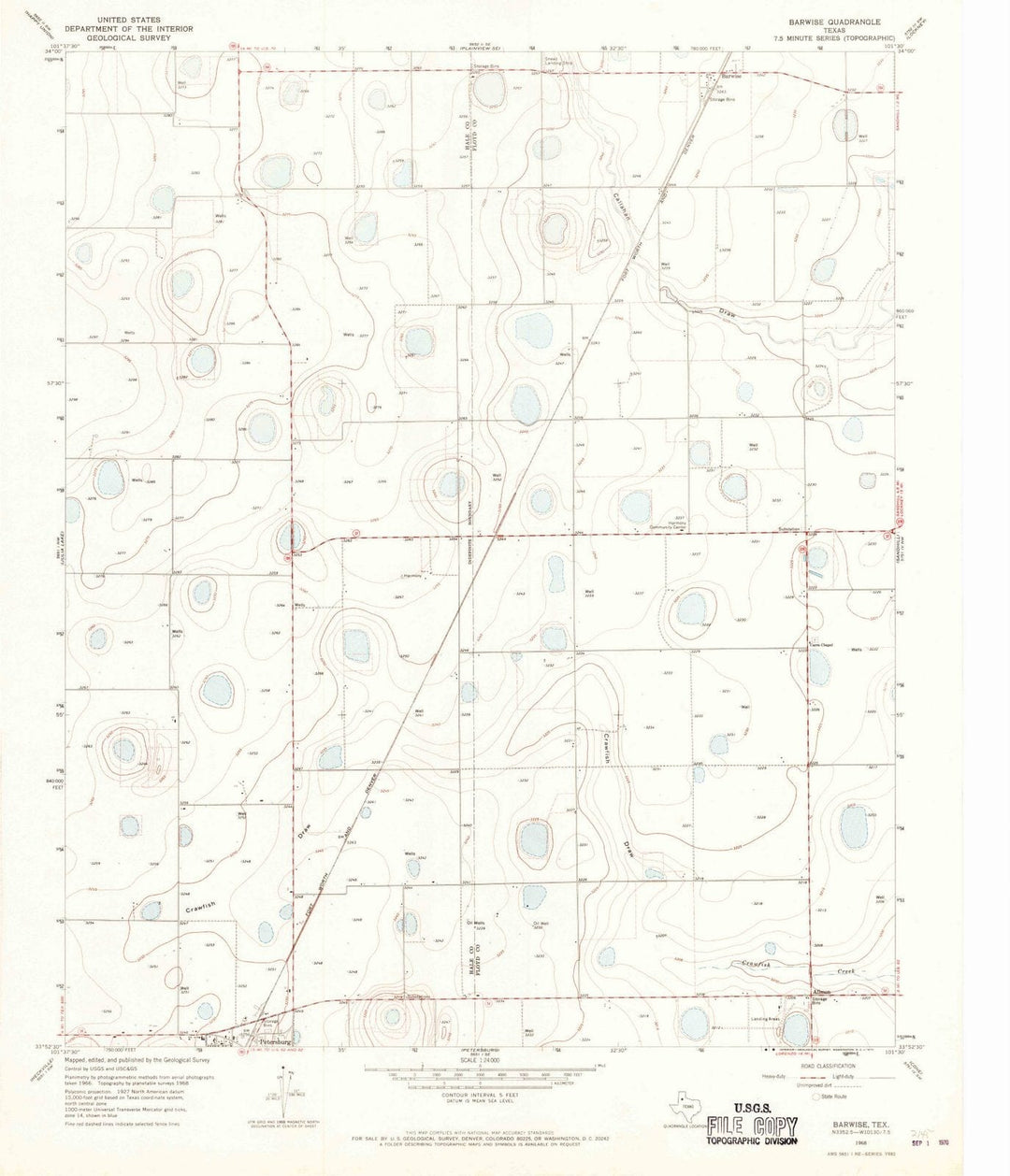 1968 Barwise, TX - Texas - USGS Topographic Map