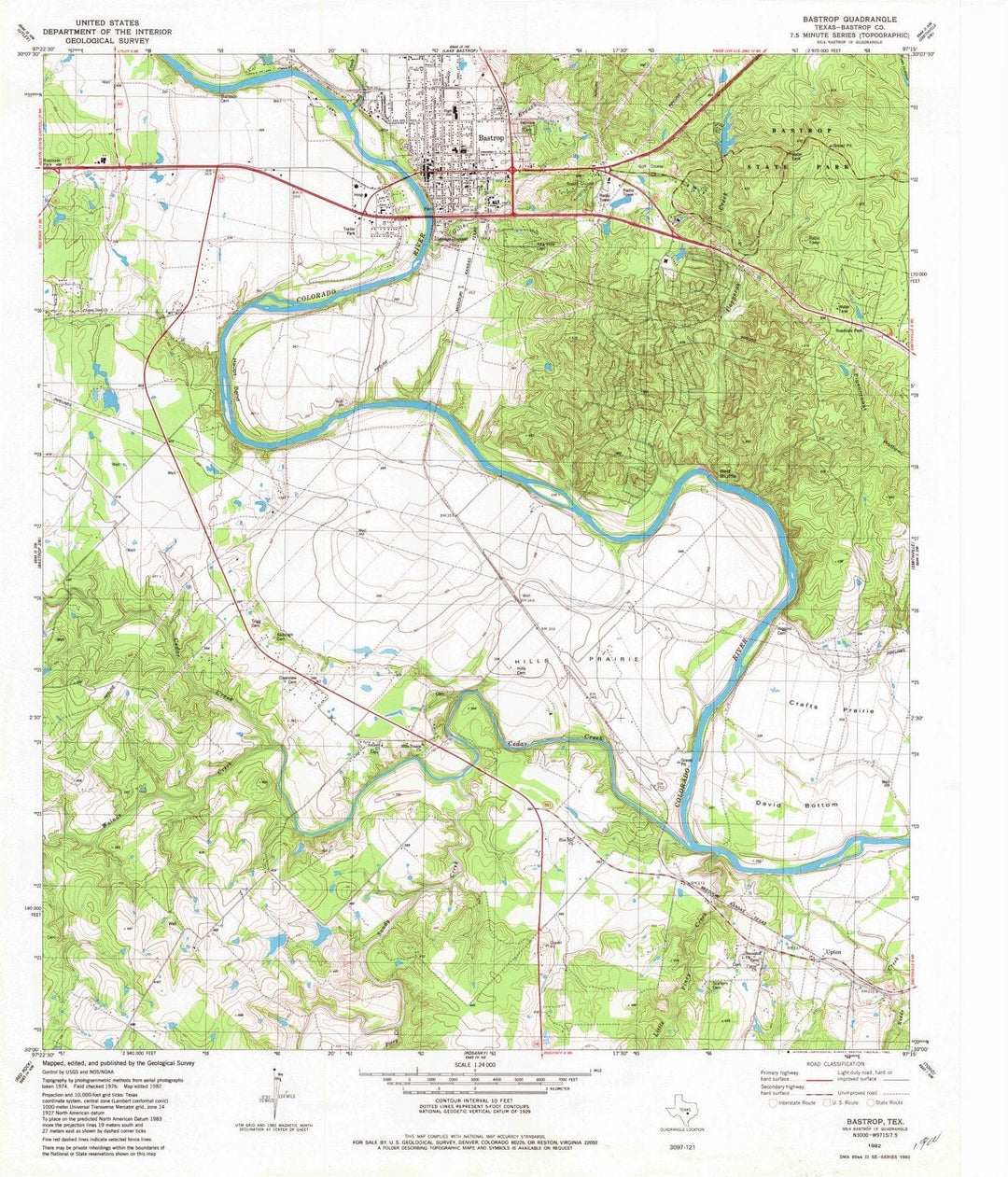 1982 Bastrop, TX - Texas - USGS Topographic Map