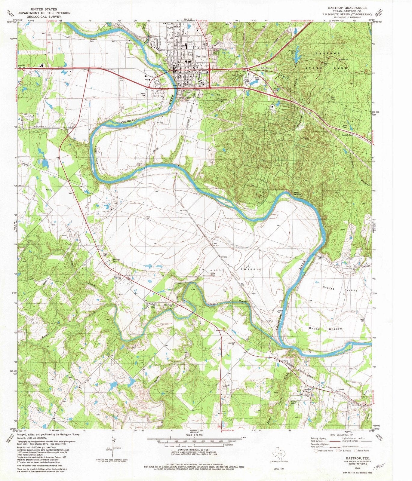 1982 Bastrop, TX - Texas - USGS Topographic Map