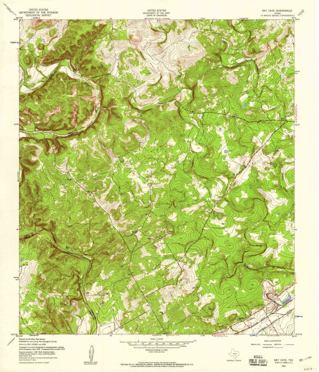 1953 Bat Cave, TX - Texas - USGS Topographic Map