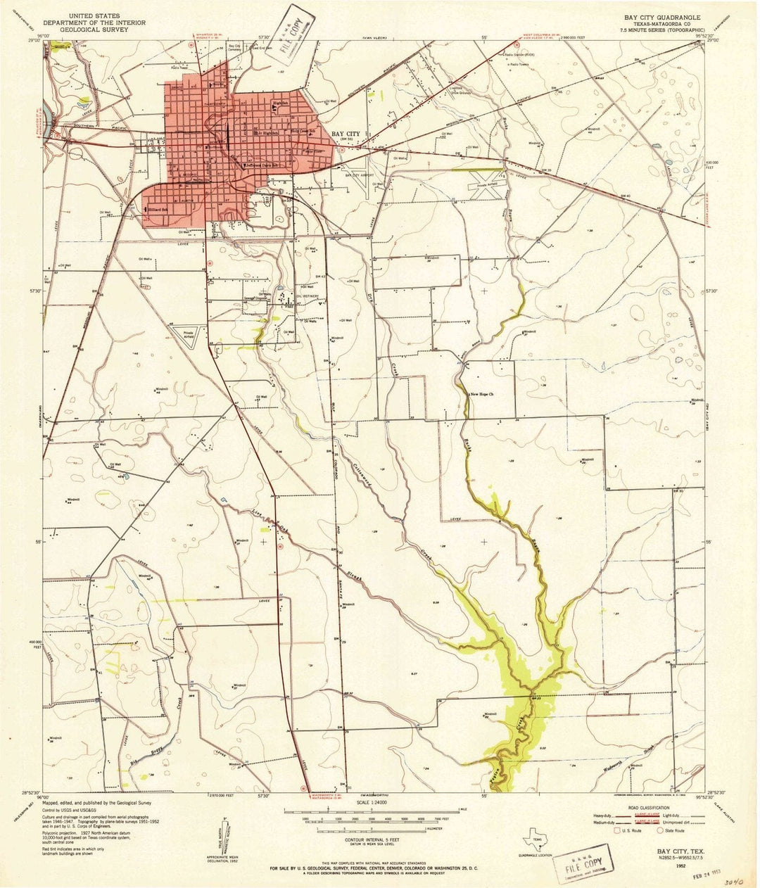 1952 Bay City, TX - Texas - USGS Topographic Map v2