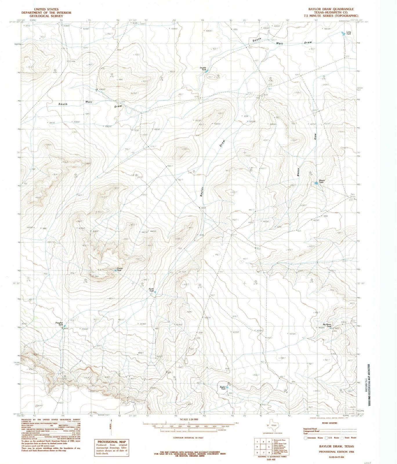 1984 Baylorraw, TX - Texas - USGS Topographic Map