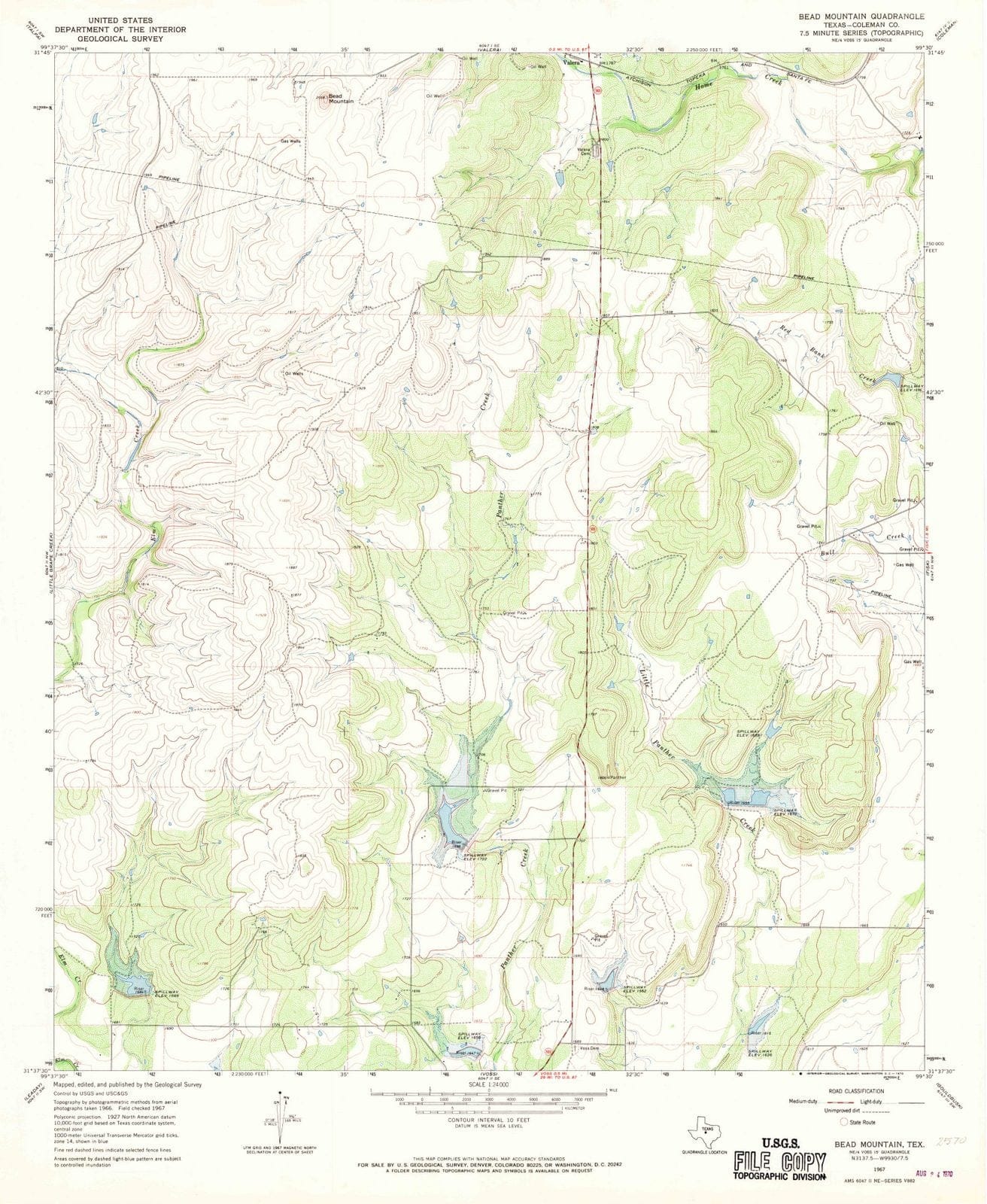 1967 Bead Mountian, TX - Texas - USGS Topographic Map