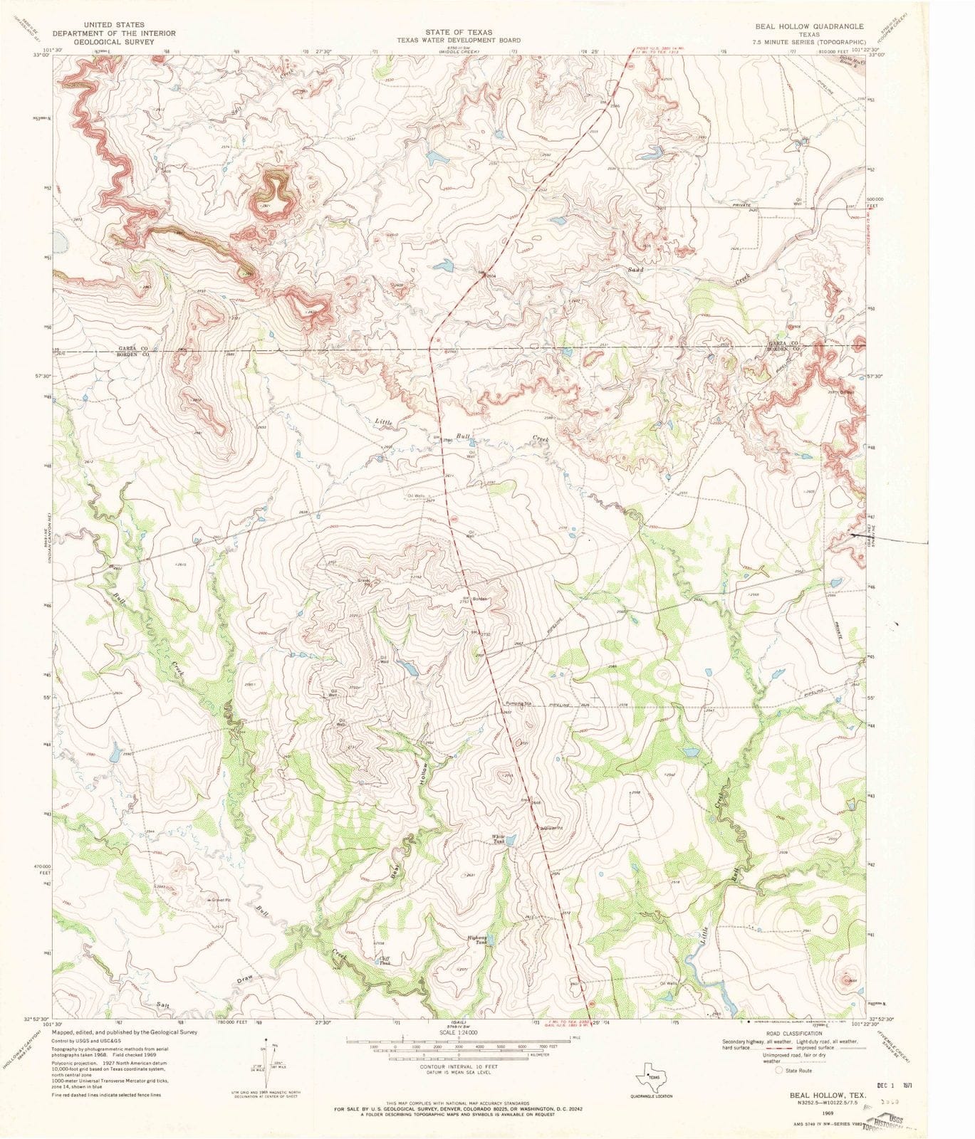 1969 Beal Hollow, TX - Texas - USGS Topographic Map