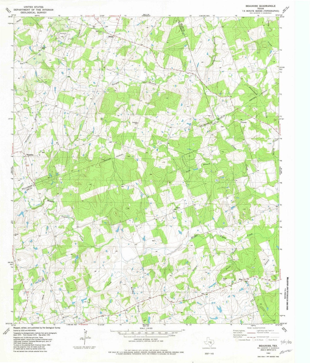 1982 Beaukiss, TX - Texas - USGS Topographic Map