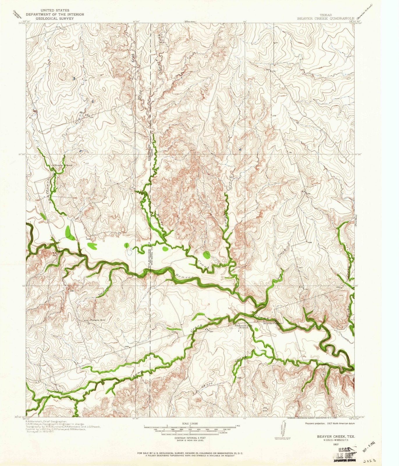 1917 Beaver Creek, TX - Texas - USGS Topographic Map