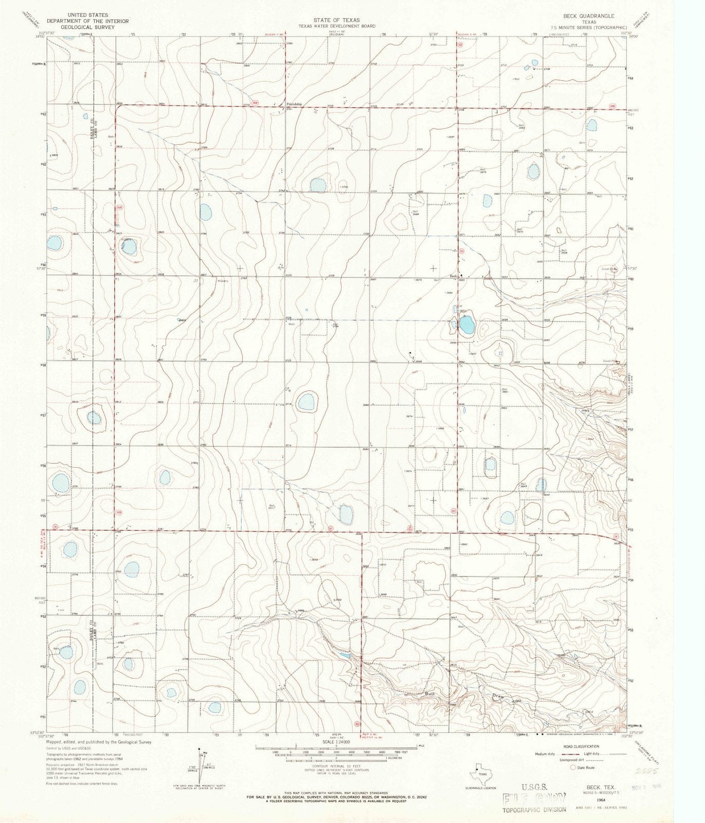 1964 Beck, TX - Texas - USGS Topographic Map