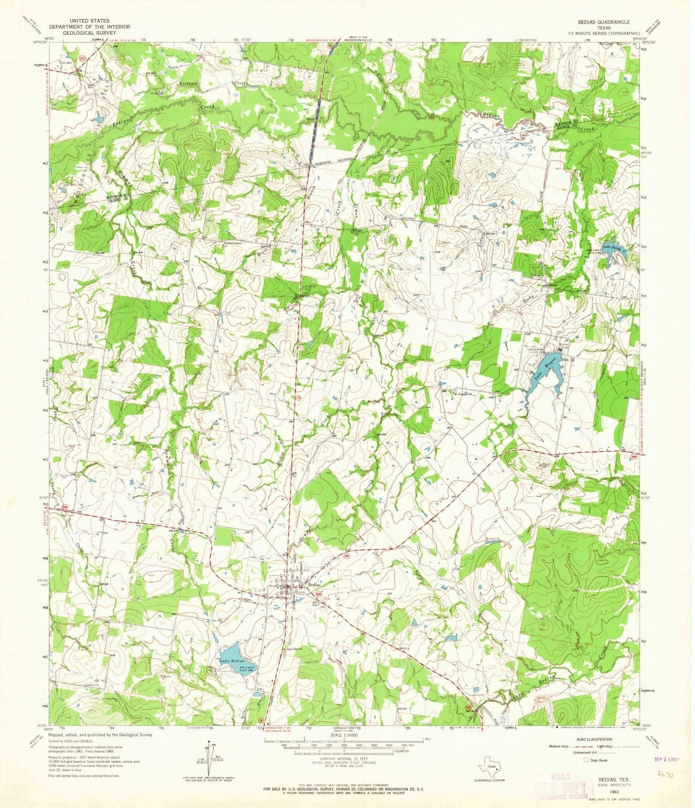 1963 Bedias, TX - Texas - USGS Topographic Map