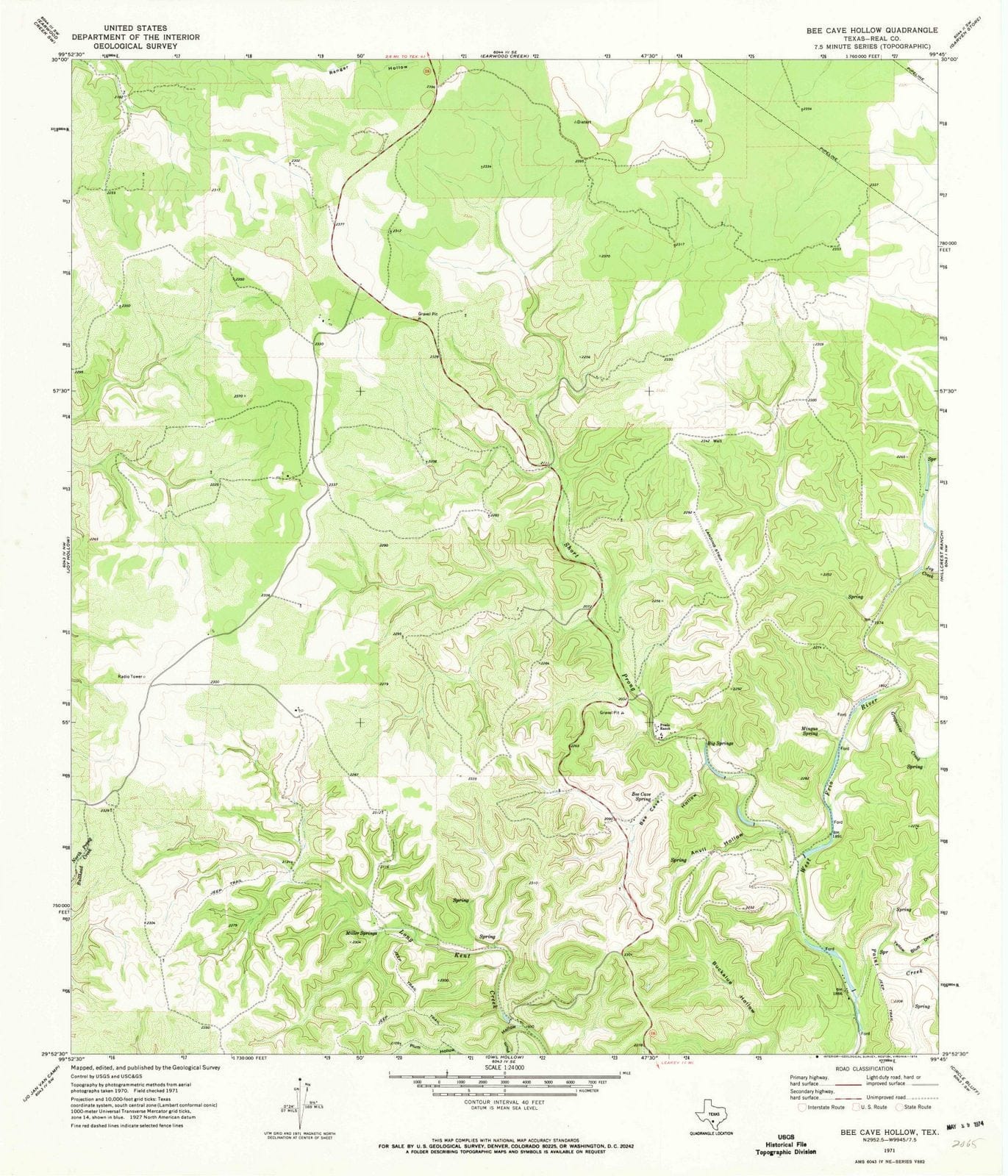 1971 Bee Cave Hollow, TX - Texas - USGS Topographic Map