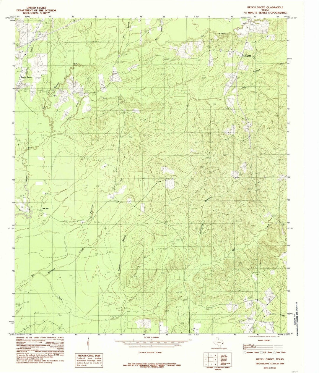 1984 Beech Grove, TX - Texas - USGS Topographic Map