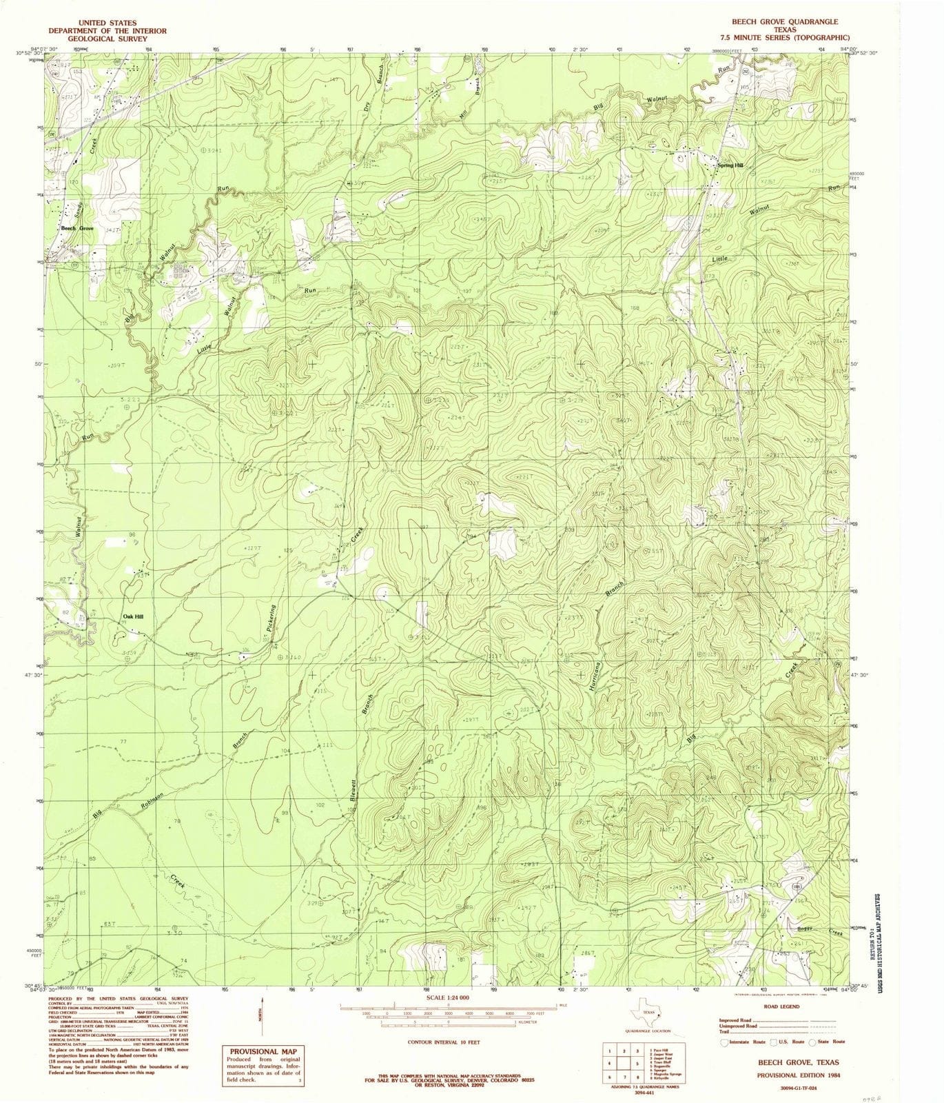 1984 Beech Grove, TX - Texas - USGS Topographic Map