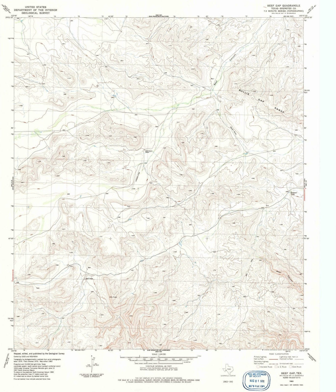 1983 Beef Gap, TX - Texas - USGS Topographic Map