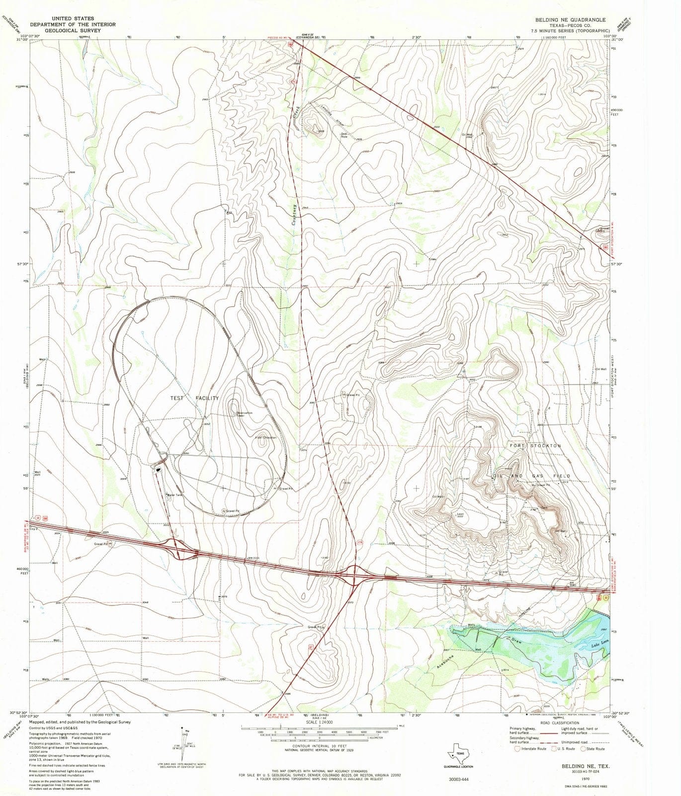 1970 Belding, TX - Texas - USGS Topographic Map