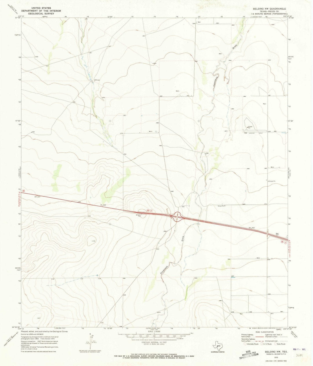 1970 Belding, TX - Texas - USGS Topographic Map v2