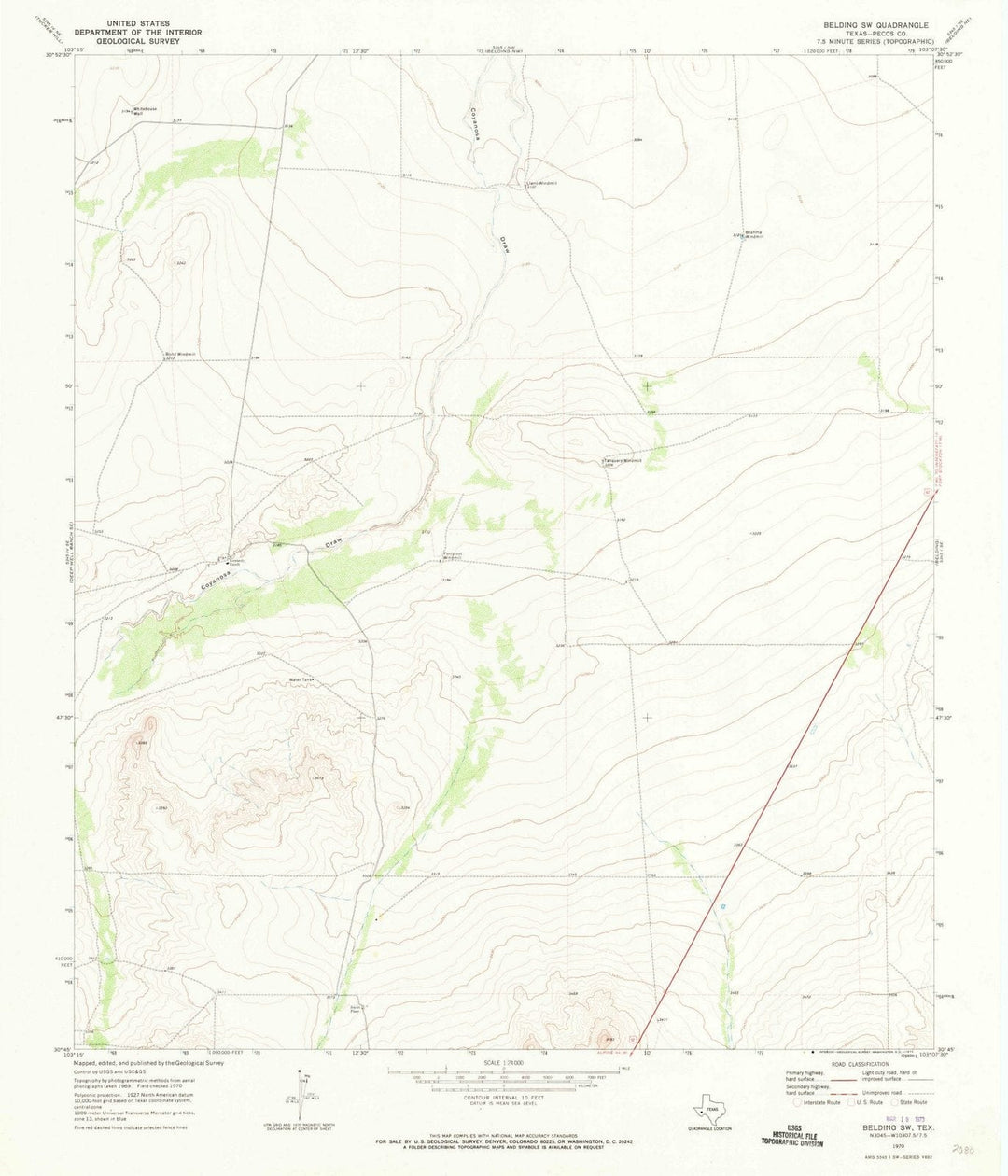 1970 Belding, TX - Texas - USGS Topographic Map v3