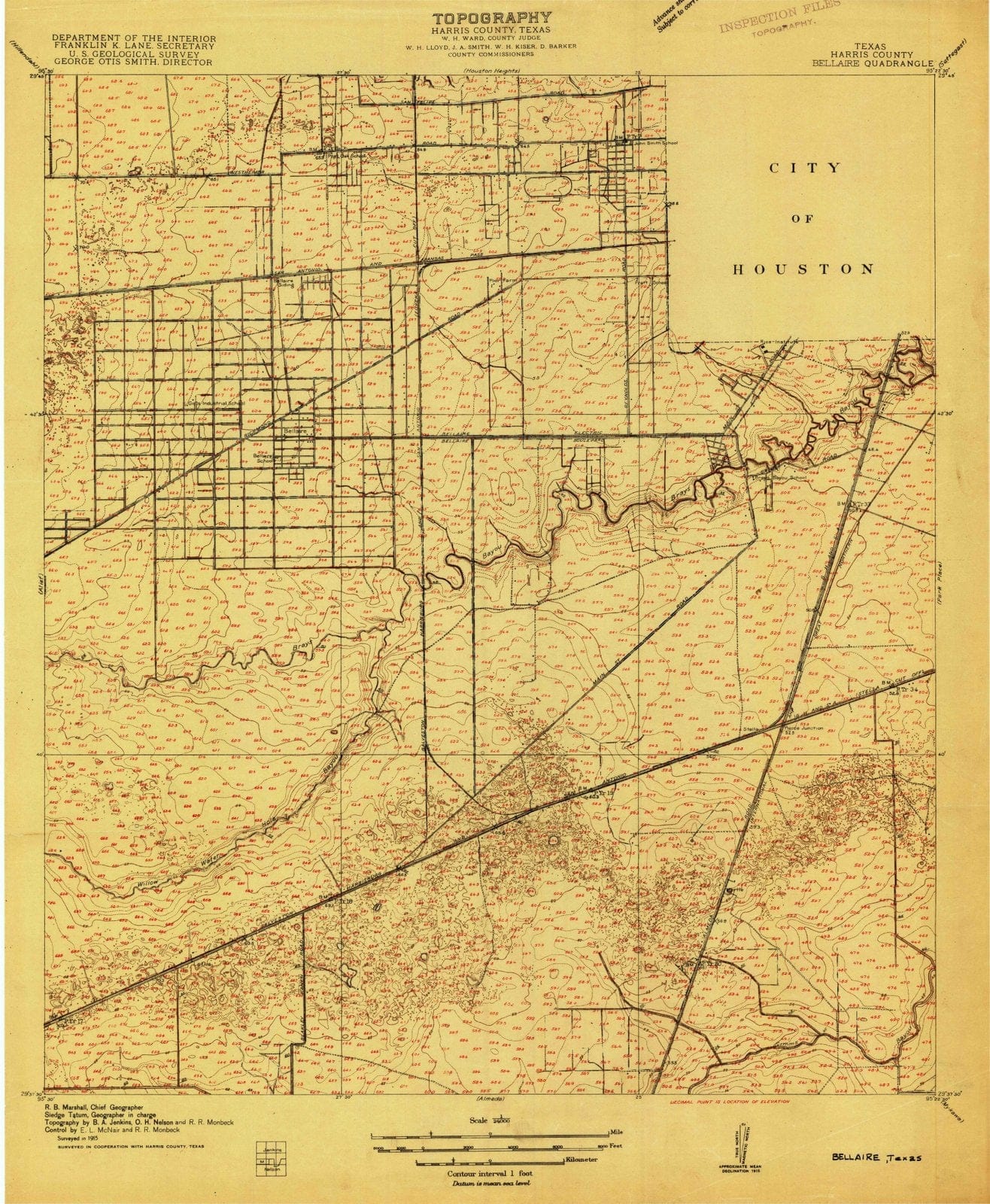 1915 Bellaire, TX - Texas - USGS Topographic Map
